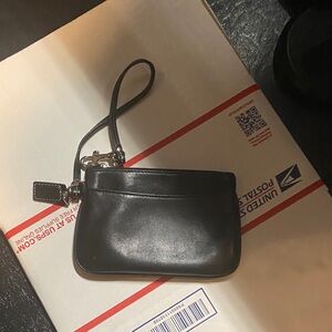 Coach Black Leather Wristlet